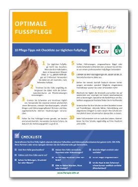 Infoblatt Optimale Fußpflege bei Diabetes
