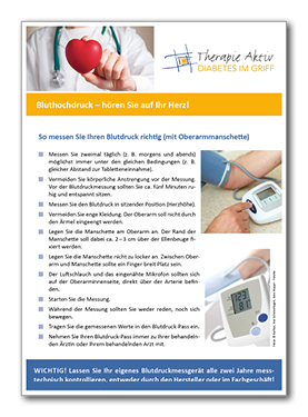 Infoblatt Richtig Blutdruck messen bei Diabetes
